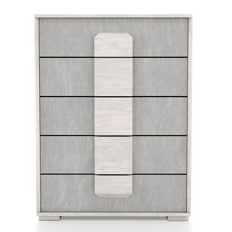 Furniture of America Sable Two Tone 5-Drawer Wood Chest in Washed White