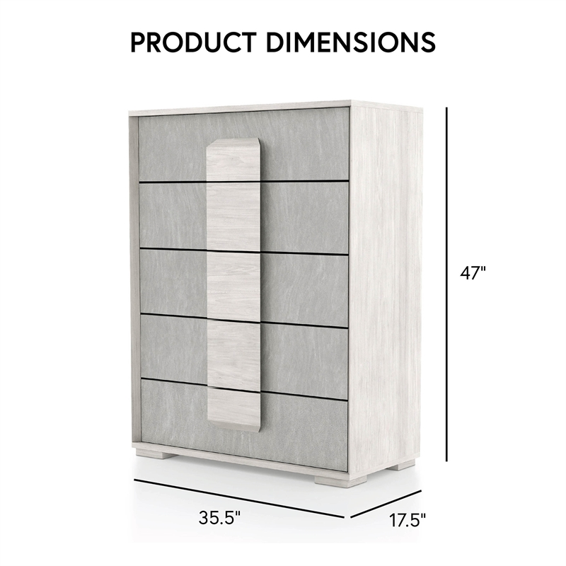 Furniture of America Sable Two Tone 5-Drawer Wood Chest in Washed White