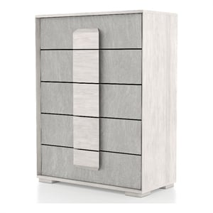 Furniture of America Sable Two Tone 5-Drawer Wood Chest in Washed White