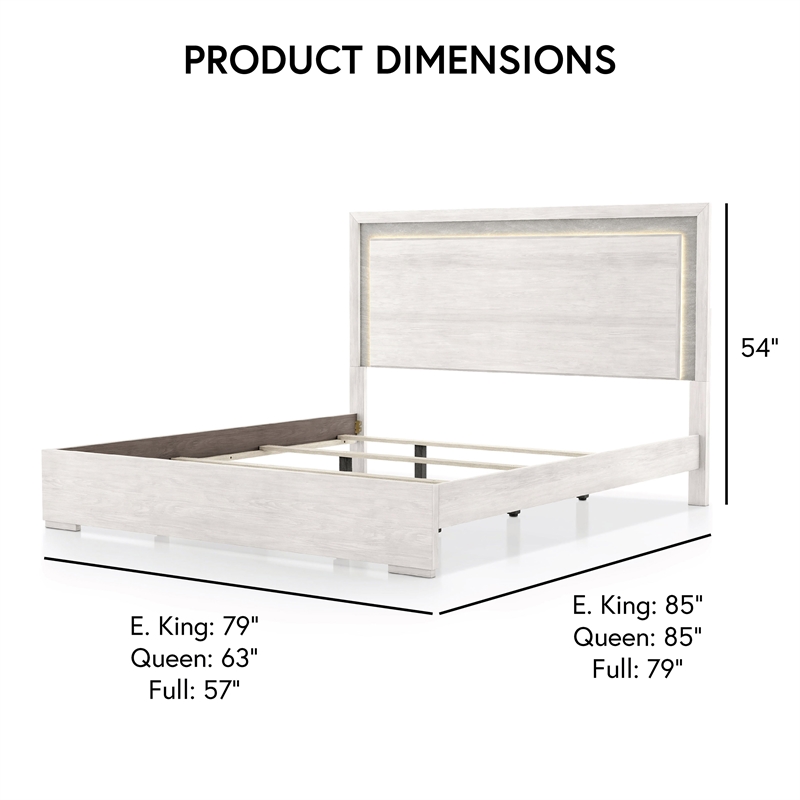 Furniture of America Sable LED Light Wood Queen Bed in Washed White