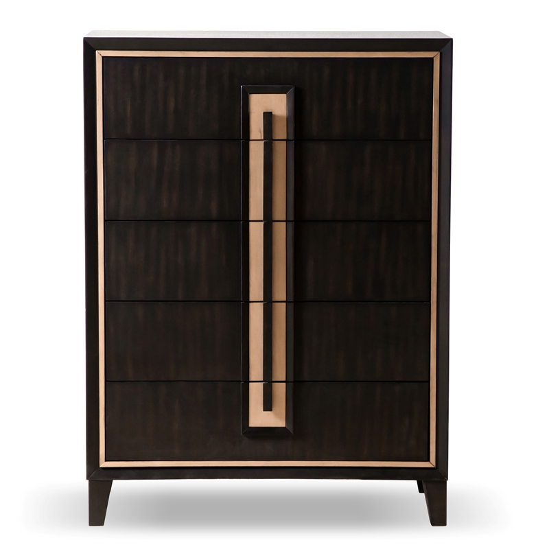Furniture of America Wenton 5-Drawer Solid Wood Chest in Espresso