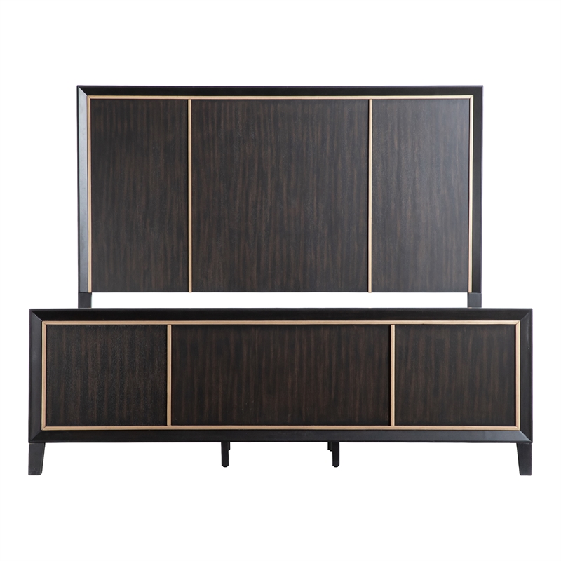 Furniture of America Wenton Panel Solid Wood Queen Bed in Espresso