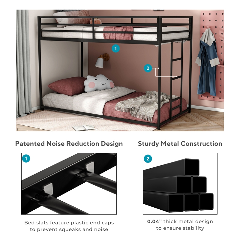 Furniture of America Saintel Iron Twin over Twin Bunk Bed in White
