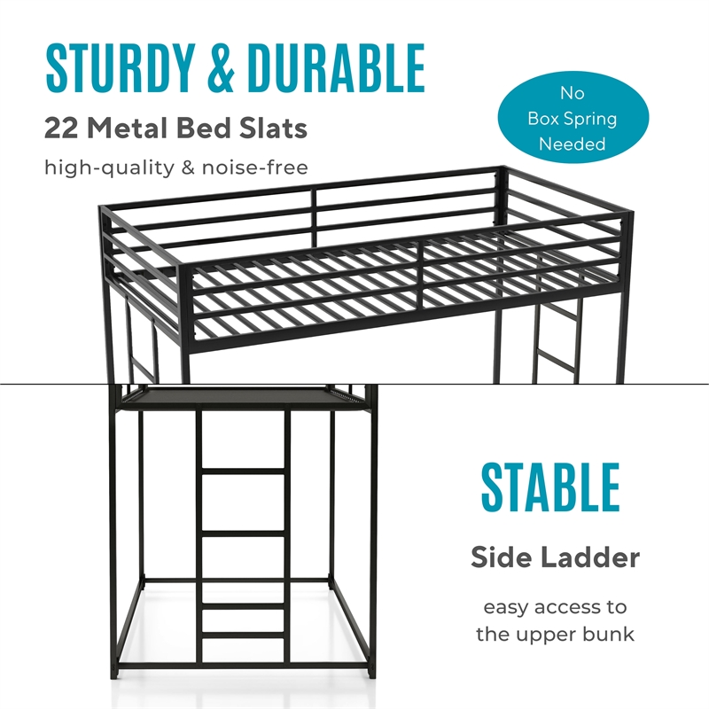 Furniture of America Saintel Iron Twin over Twin Bunk Bed in White
