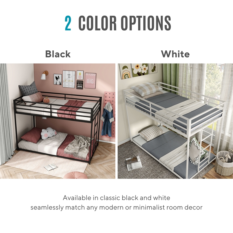 Furniture of America Saintel Iron Twin over Twin Bunk Bed in White