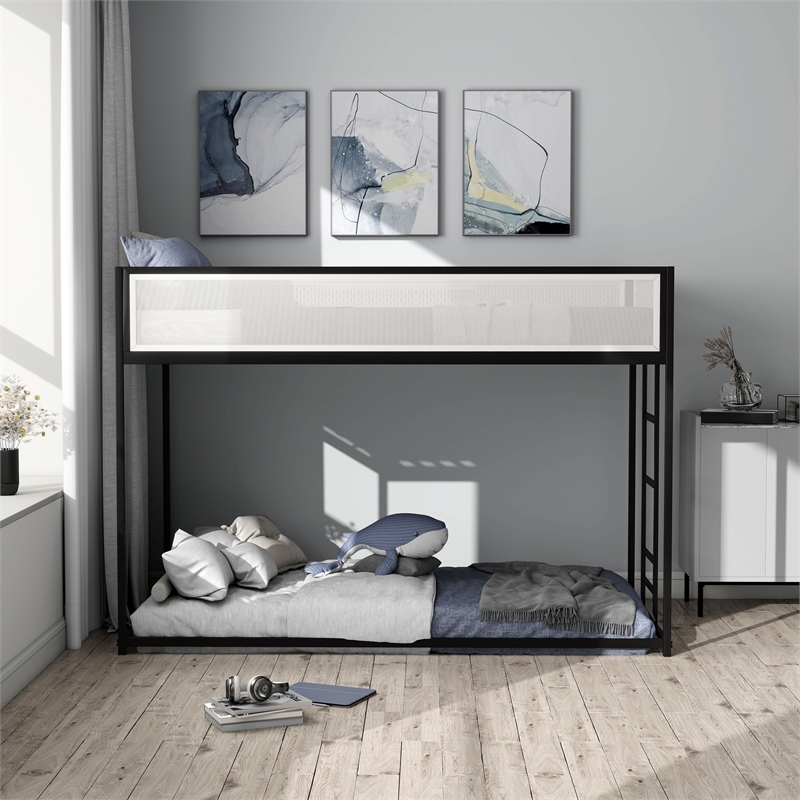 Furniture of America Druman Iron Twin over Twin Bunk Bed in Black
