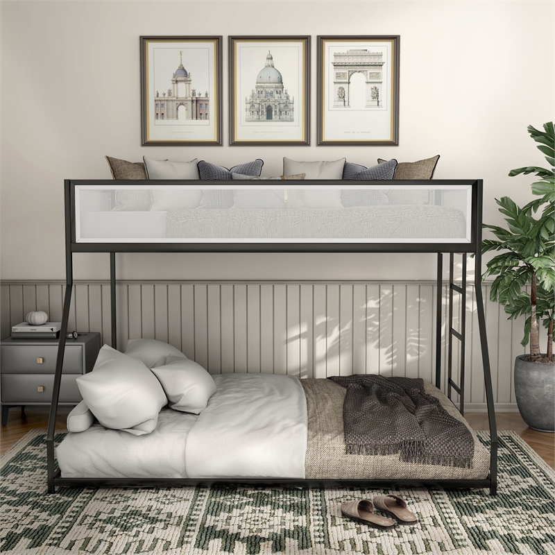 Furniture of America Eugen Iron Twin over Full Bunk Bed in Black
