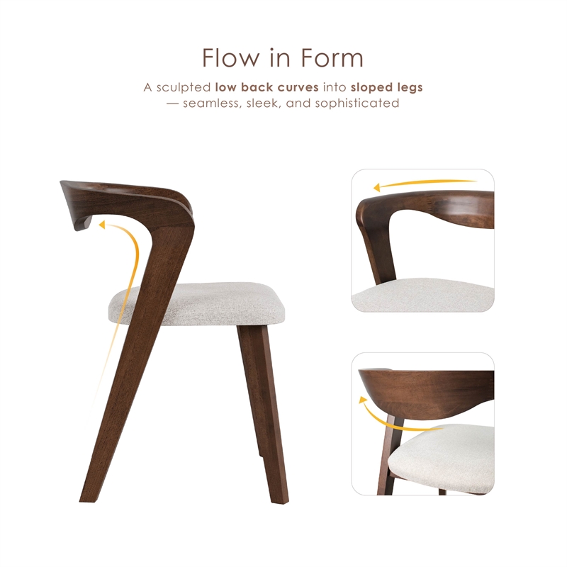 Furniture of America Pascan Solid Wood Side Chairs in Rich Walnut (Set of 2)
