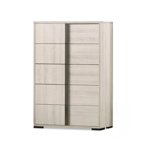 Furniture of America Turntile 5-Drawer Wood Chest in Washed White
