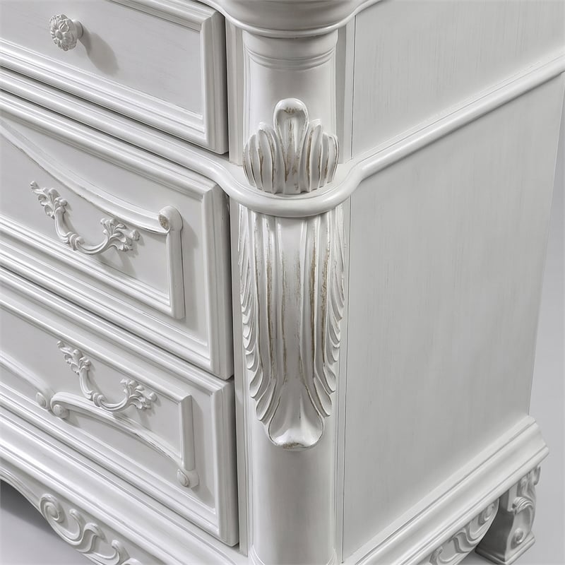 FOA Elloise 2-Piece 9-Drawer Solid Wood Dresser and Mirror Set in White