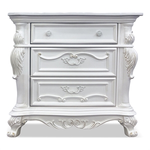 Furniture of America Elloise 3-Drawer Solid Wood Nightstand in White