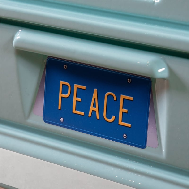 Furniture of America Shelline Peace Bus Wood Twin Kid Bed with LED in Teal