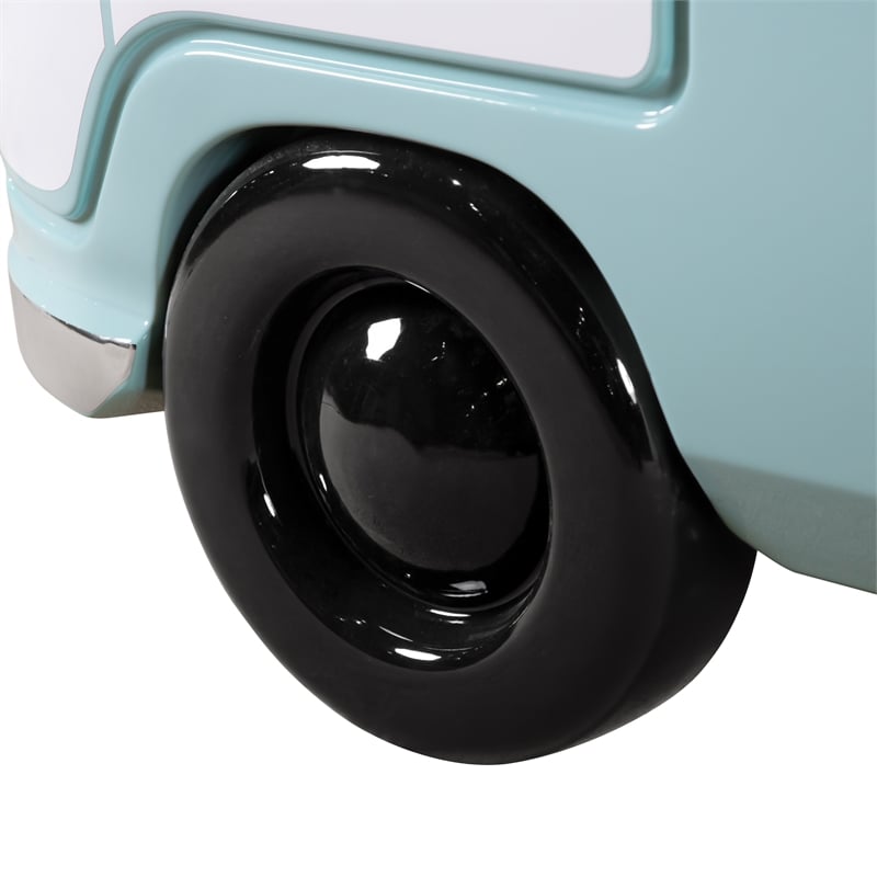 Furniture of America Shelline Peace Bus Wood Twin Kid Bed with LED in Teal