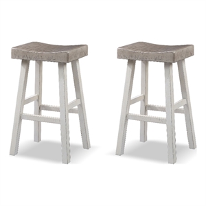 Furniture of America Fuller Solid Wood Saddle 29-inch Stools in Gray (Set of 2)