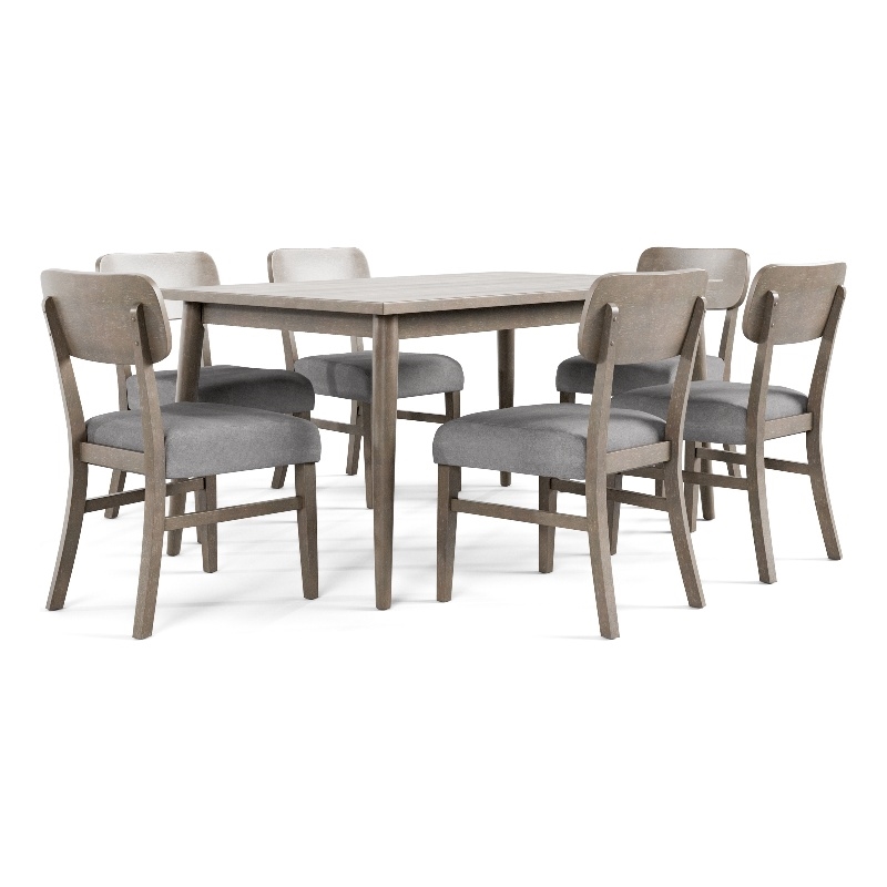Furniture of America Vann 7-Piece Wood Dining Table Set in Gray