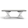 Furniture of America Odann Stainless Steel Dining Table in Chrome and White