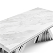 Furniture of America Odann Stainless Steel Dining Table in Chrome and White