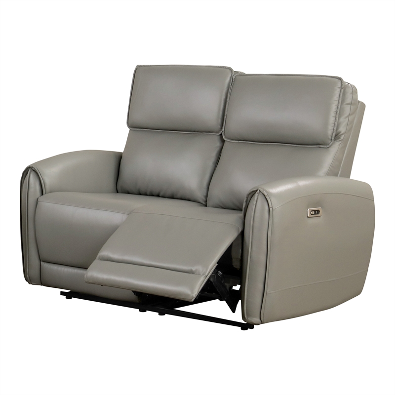 Furniture of America Alipark 2-Piece Faux Leather Power Sofa Set in Gray