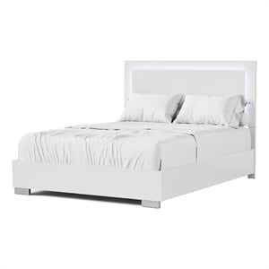 Furniture of America Ventrack LED Light Wood Eastern King Bed in White