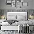 Furniture of America Ventrack LED Light Wood Queen Bed in White