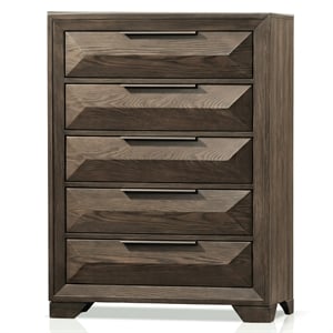 Furniture of America Werren 5-Drawer Solid Wood Chest in Espresso