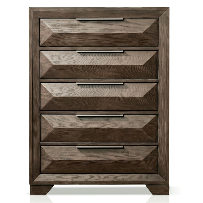 Furniture of America Werren 5-Drawer Solid Wood Chest in Espresso