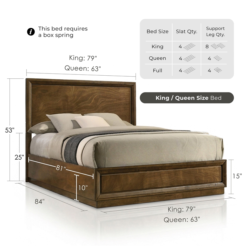 Furniture of America Nellam Foundation Required Wood Queen Bed in Walnut