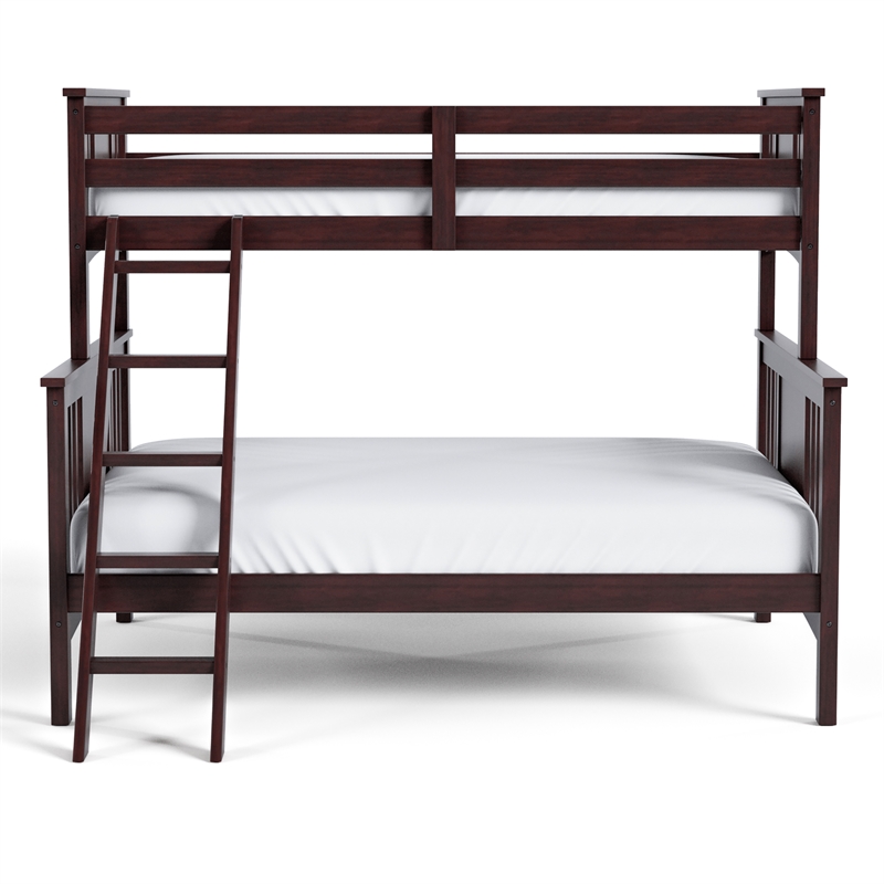 Furniture of America Sinclare Wood Twin over Full Bunk Bed in Dark Walnut