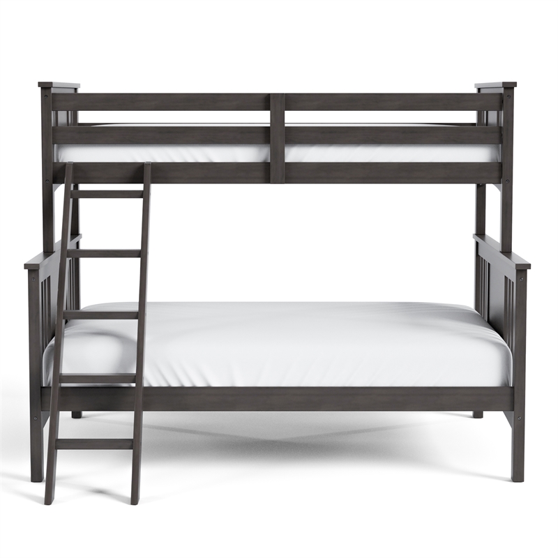 Furniture of America Sinclare Wood Twin over Full Bunk Bed in Stain Gray