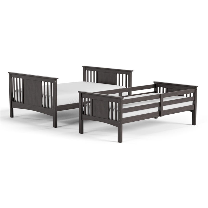 Furniture of America Sinclare Wood Twin over Full Bunk Bed in Stain Gray