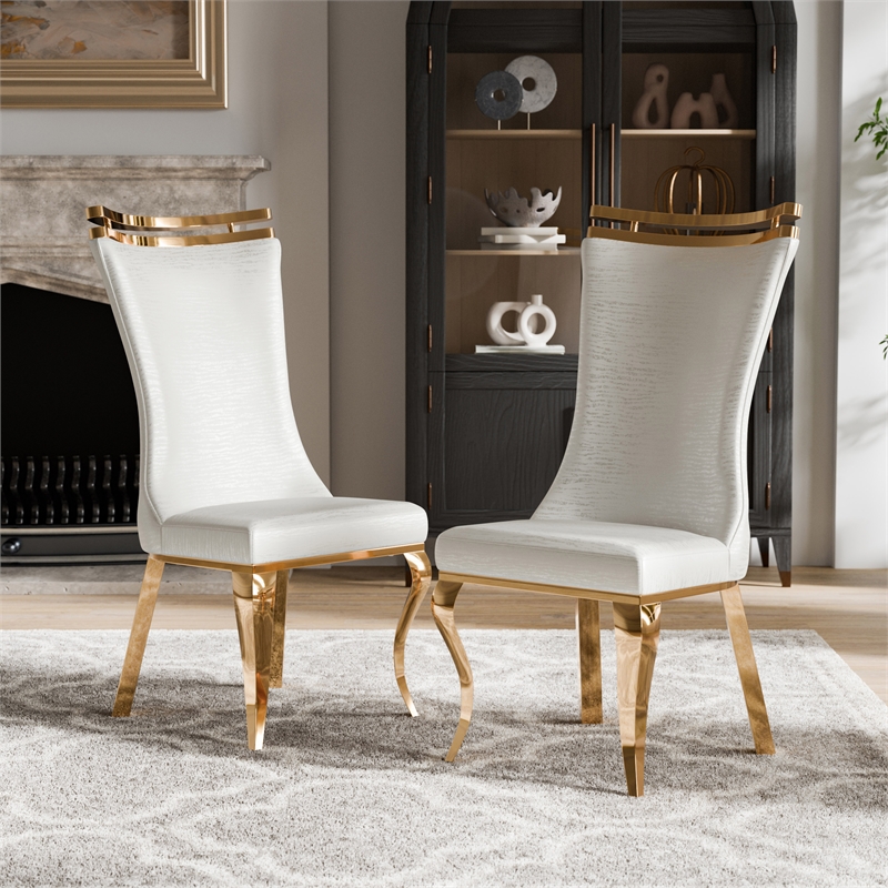 Furniture of America Netale Faux Leather Side Chairs in White (Set of 2)