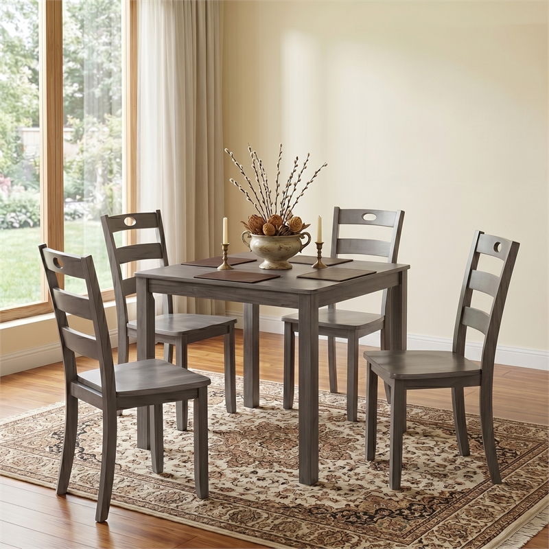 Furniture of America Haarven 5-Piece Wood Dining Table Set in Gray