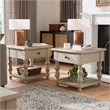 Furniture of America Lesla Wood End Table in Light Washed White (Set of 2)