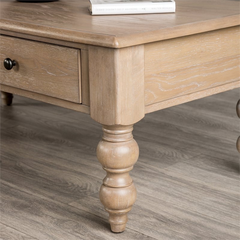 Furniture of America Lesla 3-Piece Wood Cocktail Table Set in Light Washed White