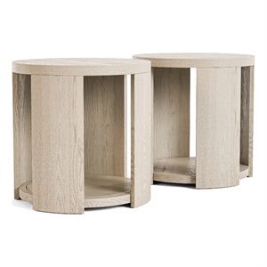 Furniture of America Kurick Wood 1-Shelf Round End Table in Oak (Set of 2)