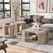 Furniture of America Kurick 3-Piece Wood Coffee Table Set in Oak