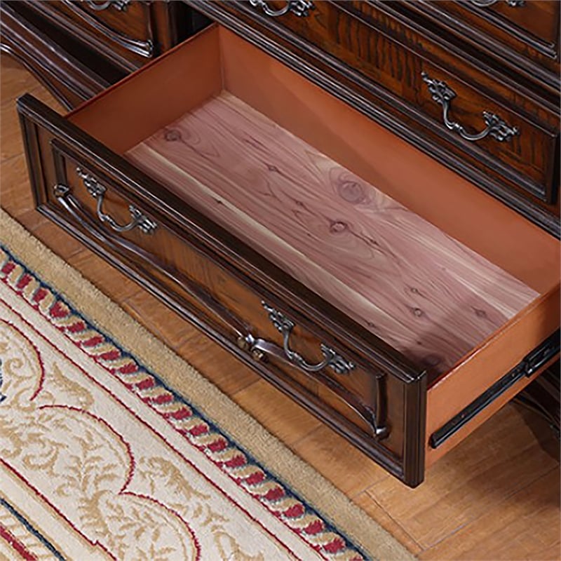 Furniture of America Elloise 9-Drawer Solid Wood Dresser in Dark Cherry