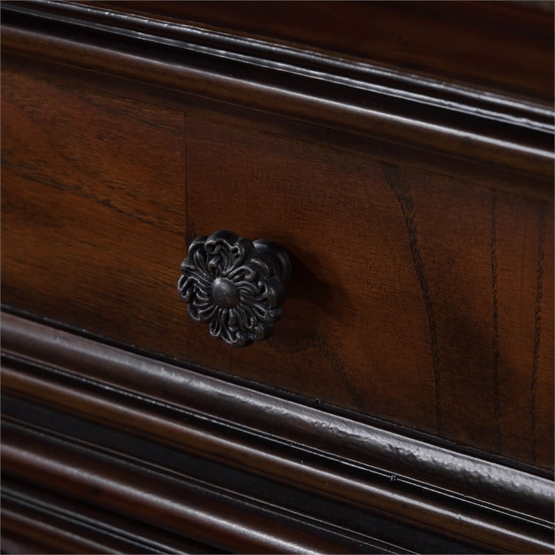 FOA Elloise 2-Piece 9-Drawer Solid Wood Dresser and Mirror Set in Dark Cherry