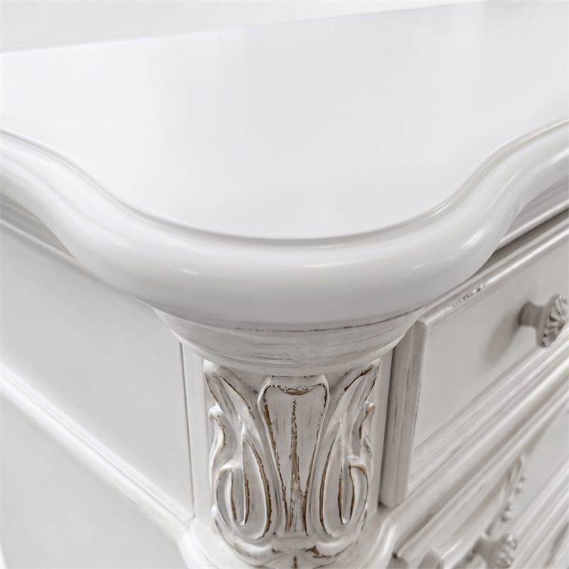 Furniture of America Elloise 9-Drawer Solid Wood Dresser in White
