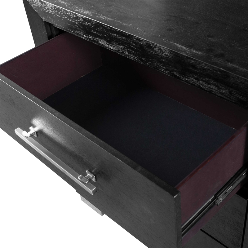 FOA Loomier 2-Piece 6-Drawer Solid Wood Dresser and Mirror Set in Black