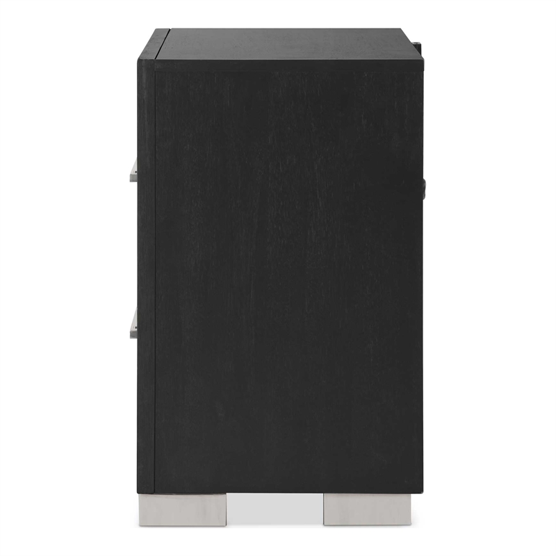 Furniture of America Loomier 2-Drawer Solid Wood Nightstand with USBs in Black