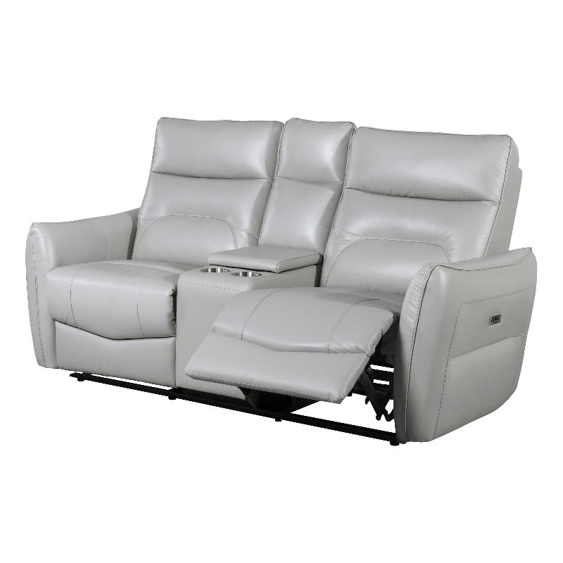 Furniture of America Dansworth Leather Storage Power Loveseat in Taupe