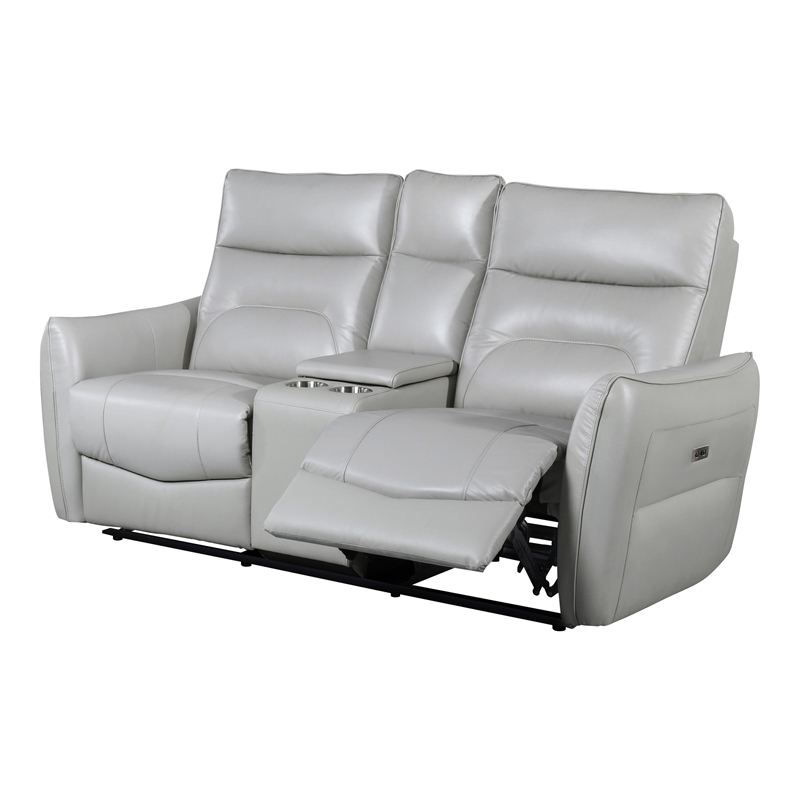 Furniture of America Dansworth 2-Piece Leather Power Sofa Set in Taupe