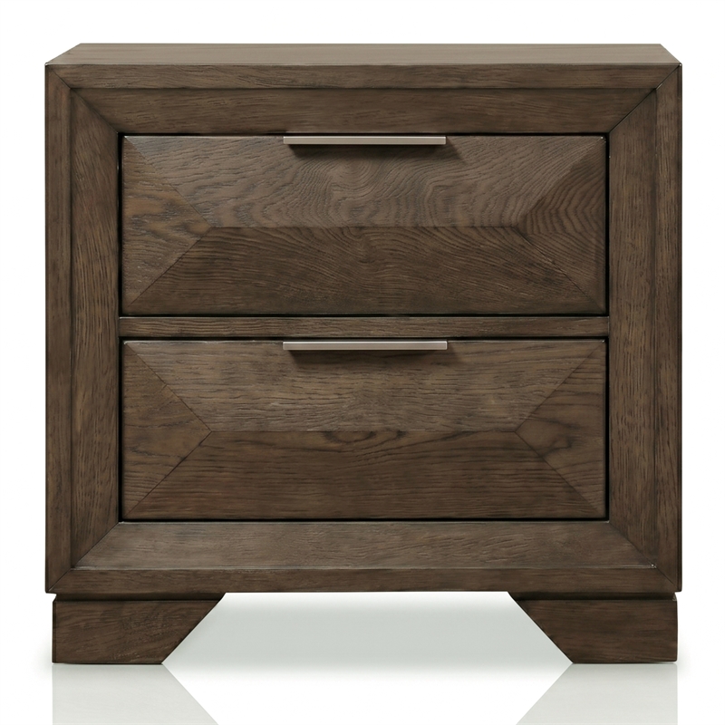 FOA Werren 5pc Espresso Wood Bed Set - King + 2 Nightstands + Dresser + Mirror