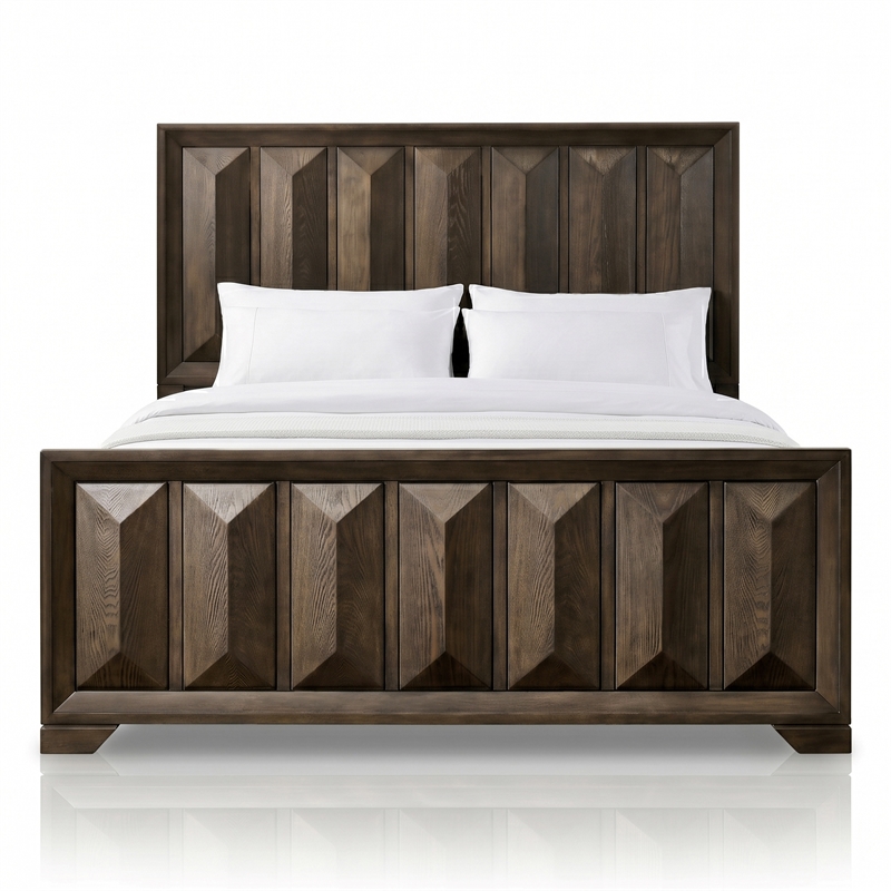 FOA Werren 3-Piece Espresso Solid Wood Bedroom Set - King + 2 Nightstands