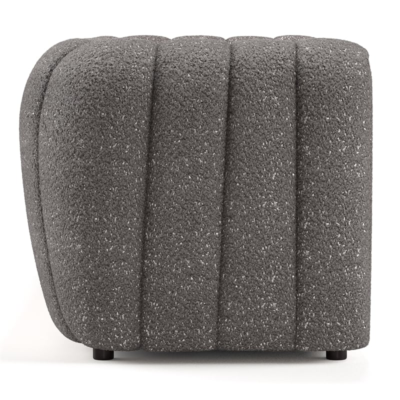 Furniture of America Totulem Boucle Fabric Channel Tufted Sofa in Charcoal Gray
