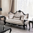 Furniture of America Jansing Solid Wood Button Tufted Loveseat in Black