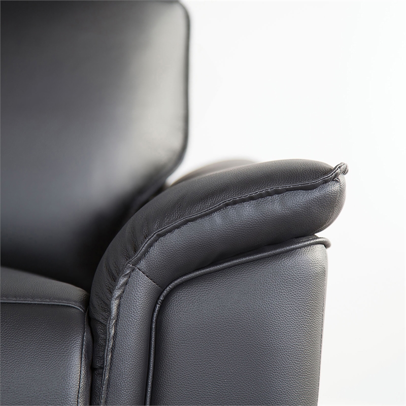 Furniture of America Telimate Leather Padded Reclining Sofa in Black