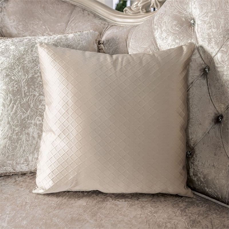 Furniture of America Jansing 2-Piece Solid Wood Tufted Sofa Set in Off White