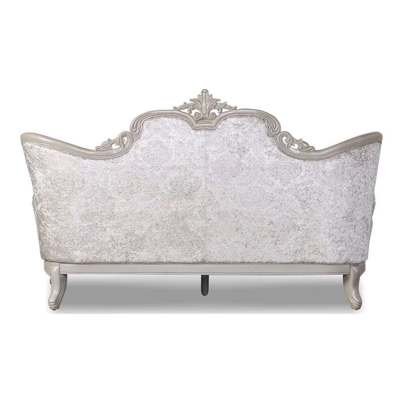 Furniture of America Jansing 2-Piece Solid Wood Tufted Sofa Set in Off White